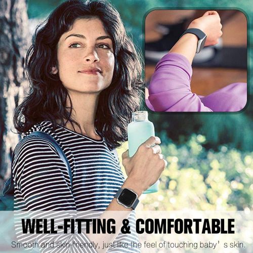  [아마존베스트]ESeekGo Compatible with Fitbit Versa Bands/Versa Lite/Special Edition, 3 Pack Sport Silicone Breathable Replacement Fitness Watch Wristband for Men, Women