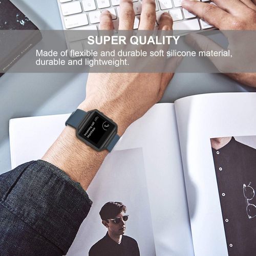  [아마존베스트]ESeekGo Compatible with Fitbit Blaze Bands, 3 Pack Silicone Band with 1 Pcs Metal Frame Compatible with Fitbit Blaze Sport Fitness Accessory Replacement Wristband for Men Women