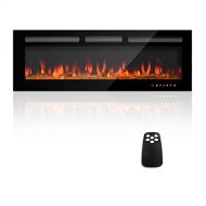 ESiiFuu New Electric Fireplace, 50 Inch Recessed and Wall Mounted Fireplace Low Noise, Adjustable 12 of Flame and 5 Brightness Settings & Speed, Touch Screen Remote Control with Timer