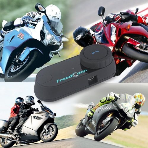  ESoku Motorcycle Helmet Communication Systems, 800M Full Duplex T-COMVB Helmet Bluetooth Headset Intercom for Motorbike Skiing (FM Radio/Hand-free/Waterproof/2-3 Riders Pairing/2 Pack)