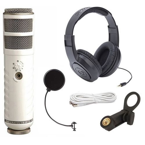  EStudioStar Rode Podcaster USB Dynamic Mic wHeadphones & Windpop Universal Mic Pop Filter