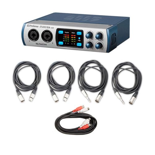  EStudioStar PreSonus Studio 26 2x4 USB 2.0 24-bit 192 kHz Audio Interface with AxcessAbles Cables