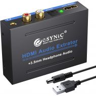 [아마존베스트]eSynic 1080P HDMI Audio Extractor HDMI to HDMI + Optical TOSLINK SPDIF + Analog RCA L/R +3.5mm Jack Stereo Audio Video Splitter Converter with Power ON/OFF Switch Support Full HD10