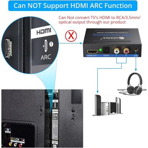  [아마존베스트]eSynic 1080P HDMI Audio Extractor HDMI to HDMI + Optical TOSLINK SPDIF + Analog RCA L/R +3.5mm Jack Stereo Audio Video Splitter Converter with Power ON/OFF Switch Support Full HD10