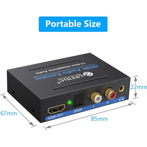  [아마존베스트]eSynic 1080P HDMI Audio Extractor HDMI to HDMI + Optical TOSLINK SPDIF + Analog RCA L/R +3.5mm Jack Stereo Audio Video Splitter Converter with Power ON/OFF Switch Support Full HD10