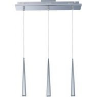 ET2 Lighting ET2 E22223-24PC Taper 3-Light Linear Pendant, Polished Chrome Finish, Clear Glass, LED Bulb, 2.4W Max., Dry Safety Rated, 2900K Color Temp., Low-Voltage Electronic Dimmer, GLASS Sh