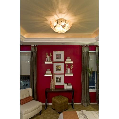  ET2 Lighting ET2 E22091-26 Fiori 3-Light Flush/Wall Sconce, Bronze Finish, Amber Murano Glass, G9 Xenon Bulb, 1.5W Max., Dry Safety Rated, 2900K Color Temp., Low-Voltage Electronic Dimmer, Glas