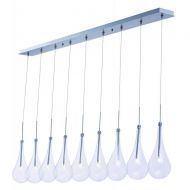 ET2 Lighting ET2 E23129-18PC Larmes 9-Light LED Linear Pendant, Polished Chrome Finish, Clear Glass, G4 LED Bulb, 7.5W Max., Dry Safety Rated, 2900K Color Temp., Low-Voltage Electronic Dimmer,