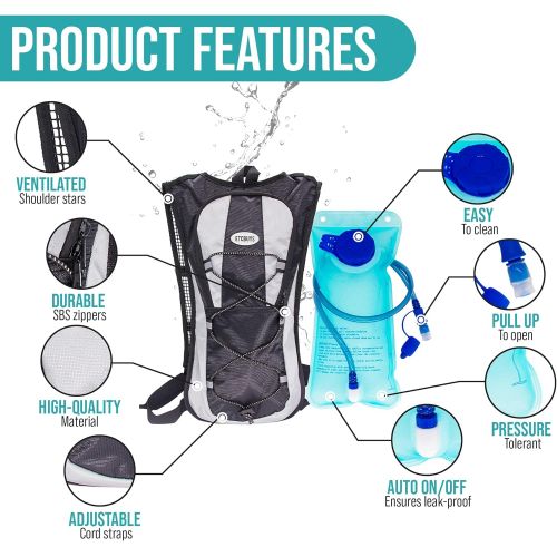  ETCBUYS Hydration Backpack - Insulated Water Bladder - Lightweight Hydration Bag Day Pack for Hiking, Running, Biking, Festivals, Raves, Leak-Proof, BPA-Free