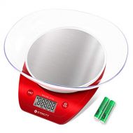 [아마존 핫딜]  [아마존핫딜]ETEKCITY Etekcity EK5150 Digitale Kuechenwaage fuer Kochen und Diat, abnehmbare Schuessel, Edelstahl, Rot