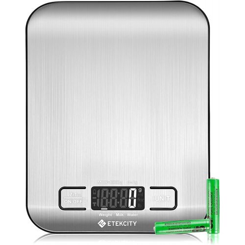  Visit the ETEKCITY Store ETEKCITY kitchen scales, digital electronic scales, 5 kg, with large LCD display, ultra thin stainless steel kitchen scales, liquid measurement, high precision up to 1 g, tare func