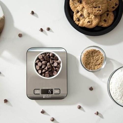  Visit the ETEKCITY Store ETEKCITY kitchen scales, digital electronic scales, 5 kg, with large LCD display, ultra thin stainless steel kitchen scales, liquid measurement, high precision up to 1 g, tare func