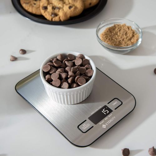  Visit the ETEKCITY Store ETEKCITY kitchen scales, digital electronic scales, 5 kg, with large LCD display, ultra thin stainless steel kitchen scales, liquid measurement, high precision up to 1 g, tare func