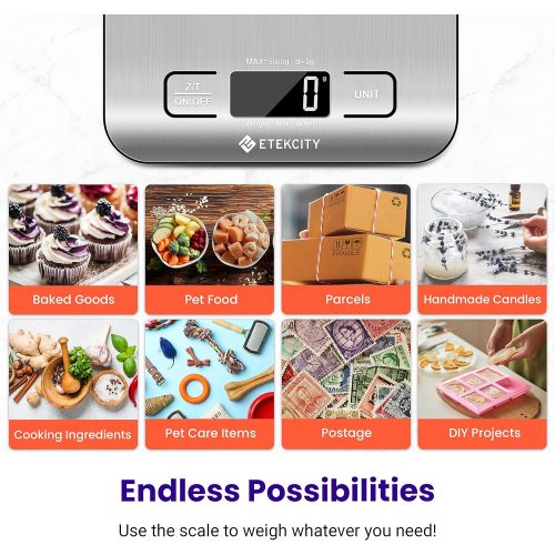  Visit the ETEKCITY Store ETEKCITY kitchen scales, digital electronic scales, 5 kg, with large LCD display, ultra thin stainless steel kitchen scales, liquid measurement, high precision up to 1 g, tare func