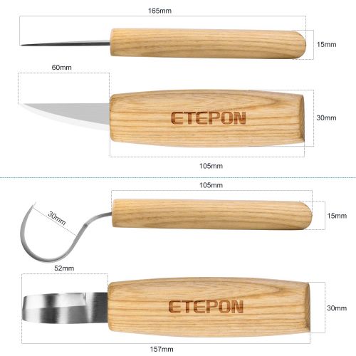  ETEPON Holz Schnitzmesser Werkzeug Kerbschnitzmesser Wood Carving Tools Knife Set Meissel Whittling Hook Sloyd Messer Crooked Whittling Rough Cup Holzbearbeitung fuer Anfanger & Kind