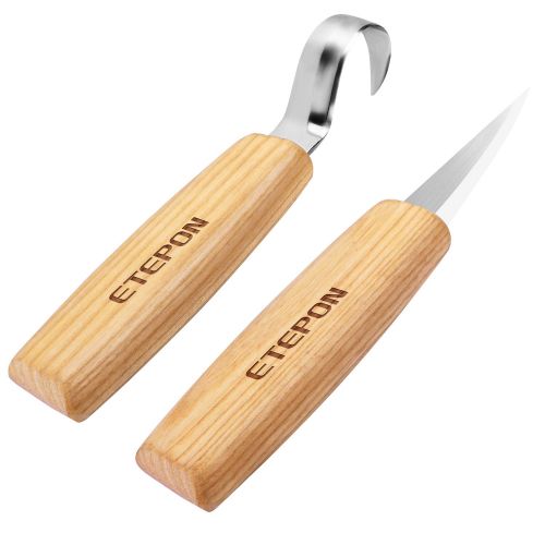  ETEPON Holz Schnitzmesser Werkzeug Kerbschnitzmesser Wood Carving Tools Knife Set Meissel Whittling Hook Sloyd Messer Crooked Whittling Rough Cup Holzbearbeitung fuer Anfanger & Kind