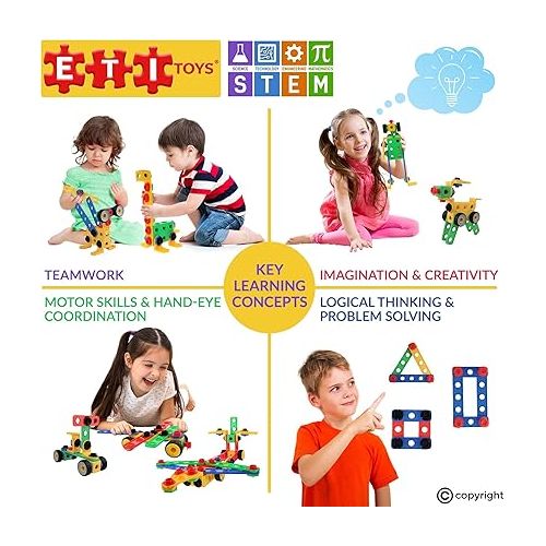  ETI Toys STEM Learning Original Educational Construction Engineering Building Blocks Set for 3, 4 and 5+ Year Old Boys & Girls | Creative Fun Building Toys for Kids Kit, STEM Toys Gift (172 PCS)