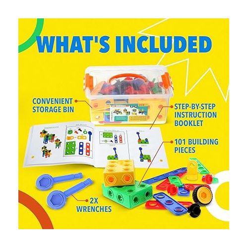  ETI Toys STEM Learning Original Educational Construction Engineering Building Blocks Set for 3, 4 and 5+ Year Old Boys & Girls | Creative Fun Building Toys for Kids Kit, STEM Toys Gift (101 PCS)