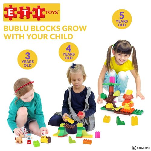  ETI Toys | 39 Piece Bublu Petting Zoo Building Blocks; Build Forest, Natural Habitat of Animals, Zoo. 100% Non-Toxic, Creative Skills Development! Best Gift, Toy for 3, 4, 5 Year O