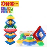 ETI Toys, STEM Learning, 30 Piece Stackem Pyramid. Build Tree, Owl, Lighthouse, Endless Designs. 100 Percent Non-Toxic, Fun, Creative Skills Development. Gift, Toy for 3, 4, 5 Year