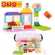 ETI Toys | 53 Piece Bublu Schoolyard Building Blocks; Build School Grounds, Homeroom, Basketball Court. Non-Toxic, Creative Skills Development! Best Gift, Toy for 3, 4, 5 Year Old