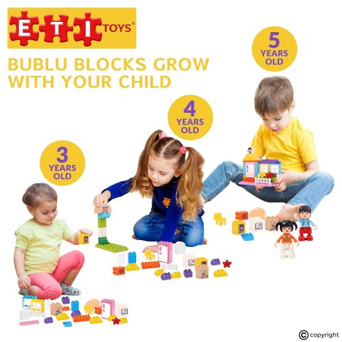  ETI Toys | 53 Piece Bublu Schoolyard Building Blocks; Build School Grounds, Homeroom, Basketball Court. Non-Toxic, Creative Skills Development! Best Gift, Toy for 3, 4, 5 Year Old