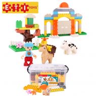 ETI Toys | 60 Piece Bublu Animal Story Building Blocks; Build Talking Sage Tree, Fortress with Farm Animals. Non-Toxic, Creative Skills Development! Best Gift, Toy for 3, 4, 5 Year