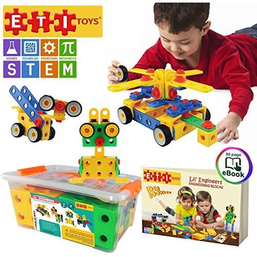  [아마존베스트]ETI Toys | STEM Learning | Original 101 Piece Educational Construction Engineering Building Blocks Set for 3, 4 and 5+ Year Old Boys & Girls | Creative Fun Kit | Best Toy Gift for