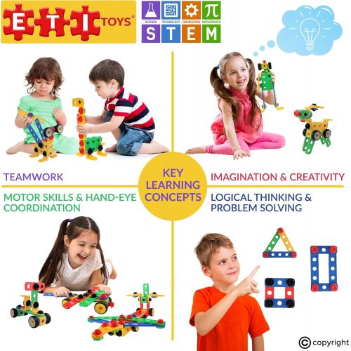  [아마존베스트]ETI Toys | STEM Learning | Original 101 Piece Educational Construction Engineering Building Blocks Set for 3, 4 and 5+ Year Old Boys & Girls | Creative Fun Kit | Best Toy Gift for