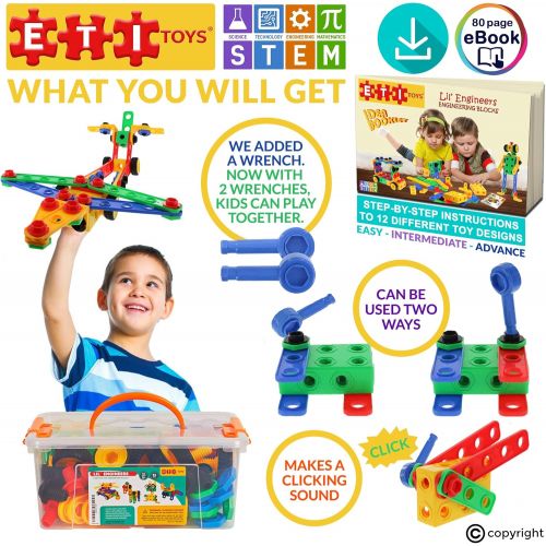  [아마존베스트]ETI Toys | STEM Learning | Original 101 Piece Educational Construction Engineering Building Blocks Set for 3, 4 and 5+ Year Old Boys & Girls | Creative Fun Kit | Best Toy Gift for