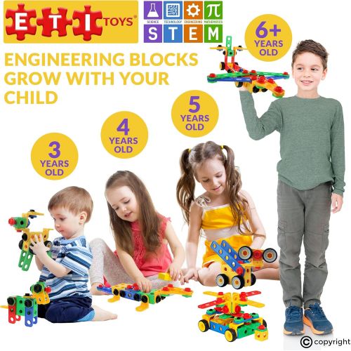  [아마존베스트]ETI Toys | STEM Learning | Original 101 Piece Educational Construction Engineering Building Blocks Set for 3, 4 and 5+ Year Old Boys & Girls | Creative Fun Kit | Best Toy Gift for