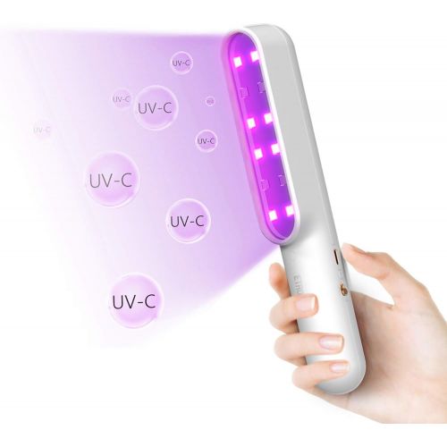  ETROBOT UV Light Sanitizer Portable UV-C Sterilizer Light Wand, Ultraviolet Disinfection Lamp 7W USB Charge Sanitizing Lights Handheld Home Hotel Toilet Car Pet (White)