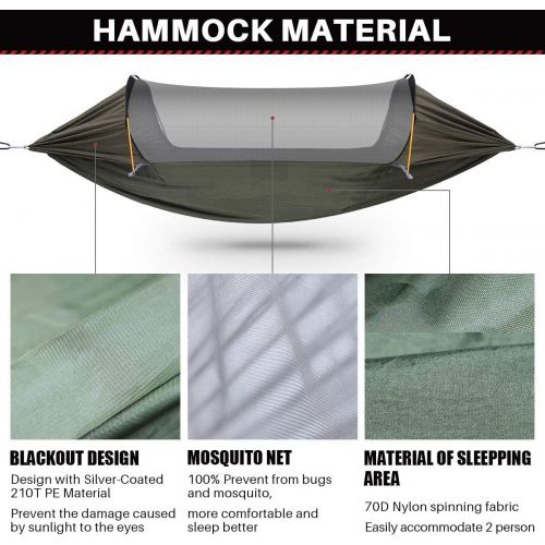  [무료배송]ETROL Hammock, Upgrade Double & Single Camping Hammock with Mosquito Net, 2 Tree Straps, 2 Carabiners, 2 Aluminium Bent Poles, 3 in 1 Function Portable Hammock for Indoor Outdoor H