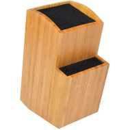 ETTU Kitchen Bamboo Universal Knife Block - Extra Large Two-tiered Slotless Wooden Knife Stand, Organizer & Holder - Convenient Safe Storage for Large & Small Knives & Utensils - Easy to Clean