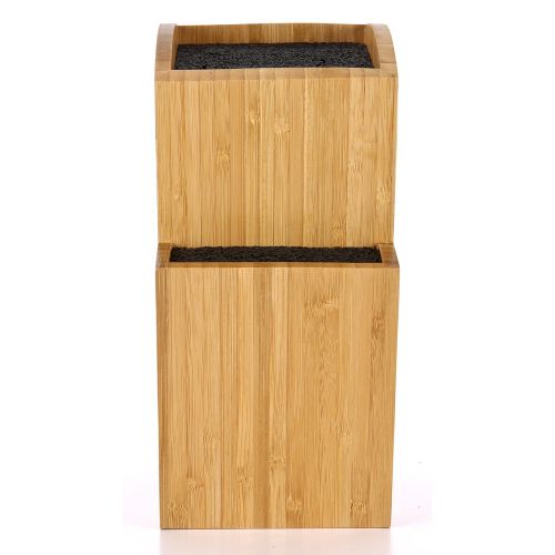  ETTU Kitchen Bamboo Universal Knife Block - Extra Large Two-tiered Slotless Wooden Knife Stand, Organizer & Holder - Convenient Safe Storage for Large & Small Knives & Utensils - Easy to Clean