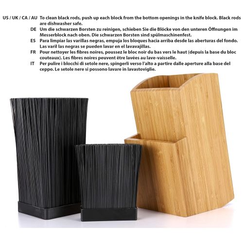  ETTU Kitchen Bamboo Universal Knife Block - Extra Large Two-tiered Slotless Wooden Knife Stand, Organizer & Holder - Convenient Safe Storage for Large & Small Knives & Utensils - Easy to Clean