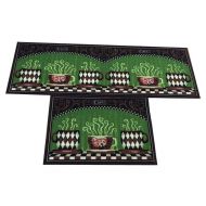 EUCH Non-slip Rubber Backing Carpet Kitchen Mat Doormat Runner Bathroom Rug 2 Piece Sets,15x47+15x23 (Green Cup)