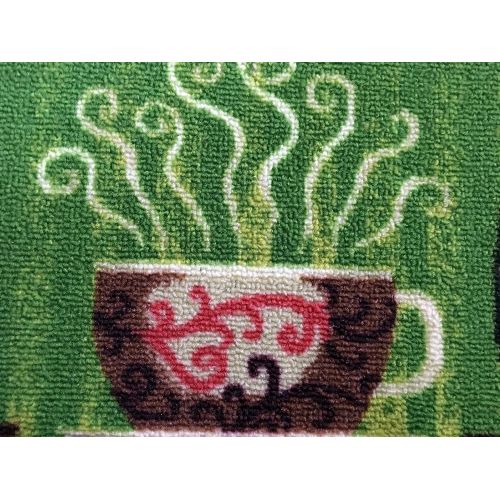  EUCH Non-slip Rubber Backing Carpet Kitchen Mat Doormat Runner Bathroom Rug 2 Piece Sets,15x47+15x23 (Green Cup)