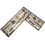 EUCH Easychan 2 Piece Kitchen Rugs Rubber Backing Non-Slip Rugs Doormat Set, (15x47+15x23, coffee bean)