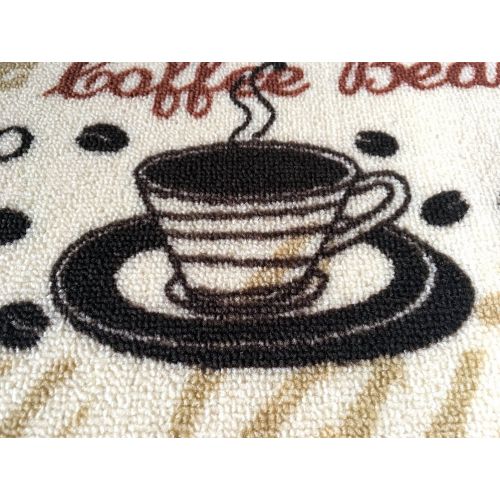  EUCH Easychan 2 Piece Kitchen Rugs Rubber Backing Non-Slip Rugs Doormat Set, (15x47+15x23, coffee bean)