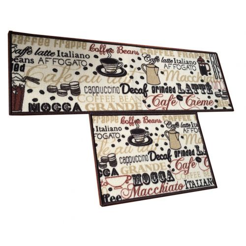  EUCH Easychan 2 Piece Kitchen Rugs Rubber Backing Non-Slip Rugs Doormat Set, (15x47+15x23, coffee bean)