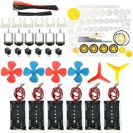 [아마존베스트]EUDAX 6 set Rectangular Mini Electric 1.5-3V 24000RPM DC Motor with 84 Pcs Plastic Gears,Electronic wire, 2 x AA Battery Holder ,Boat Rocker Switch,Shaft Propeller for DIY Science