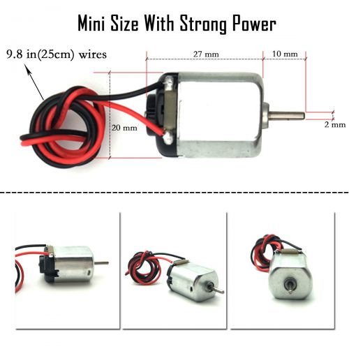  EUDAX 15set Rectangular DC Motor Mini Electric Motor 1.5-3V 24000RPM with 9.8 Lead Wires with 2 x 1.5V AA Battery Holder Case and Motor Mounting Bracket Holder for DIY Toys