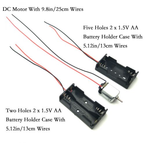  EUDAX 15set Rectangular DC Motor Mini Electric Motor 1.5-3V 24000RPM with 9.8 Lead Wires with 2 x 1.5V AA Battery Holder Case and Motor Mounting Bracket Holder for DIY Toys