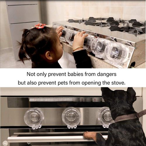  [아마존베스트]EUDEMON Eudemon Clear 6pack Safety Children Kitchen Stove Gas Knob Covers (6 Pack, Transparent)