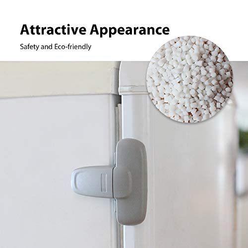  [아마존베스트]EUDEMON Home Refrigerator Fridge Freezer Door Lock Latch Catch Toddler Kids Child Cabinet Locks Baby Safety Child Lock Easy to Install and Use 3M Adhesive no Tools Need or Drill (G