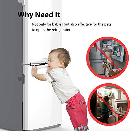  [아마존베스트]EUDEMON Home Refrigerator Fridge Freezer Door Lock Latch Catch Toddler Kids Child Cabinet Locks Baby Safety Child Lock Easy to Install and Use 3M Adhesive no Tools Need or Drill (G