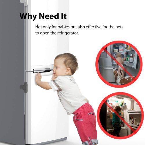  [아마존베스트]EUDEMON Home Refrigerator Fridge Freezer Door Lock Latch Catch Toddler Kids Child Cabinet Locks Baby Safety Child Lock Easy to Install and Use 3M Adhesive no Tools Need or Drill (G