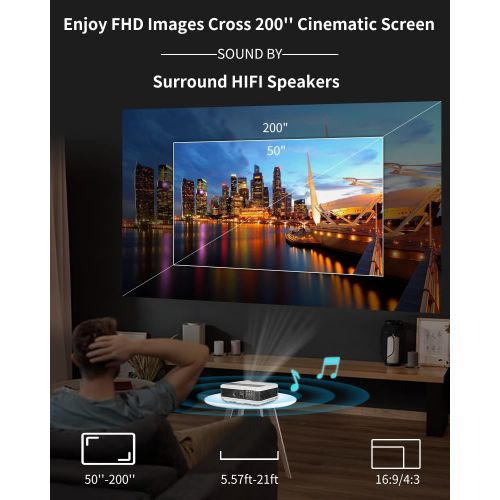  EUG LCD HD Home Theater Projector 1080P 4600 Lumen Digital TV Projector Movies Gaming with HDMI HDMI USB RCA Audio VGA AV Zoom Keystone Built-in Speakers, Ideal for Outdoor Indoor