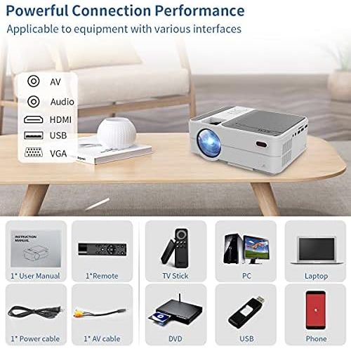  EUG Mini Projector for Outdoor, iOS Android Phone, Wireless HD Projector with WiFi, 1080P YouTube Supported, Portable Video Projector Camping Backyard Movie Nights, Proyector Home Ente